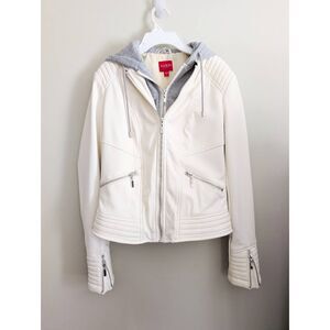 Guess Off White Moto Jacket with Hoodie